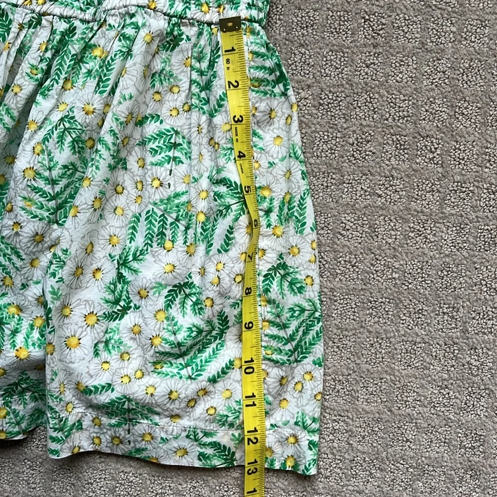 Gymboree Daisy Print Cap Sleeve Cotton Dress Green Yellow White Size Small 5-6